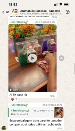 Depoimento de aluna sobre os produtos naturais