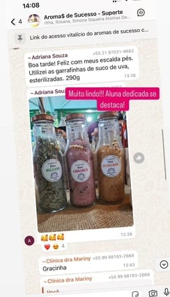 Depoimento de aluna sobre a diferença nos produtos